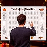Jumbo Thanksgiving Word Search Poster - Giant 35"x24" Double-Sided Holiday Activity Puzzle for Adults & Kids, Festive Party Game for Thanksgiving & Christmas Gatherings, Family Fun