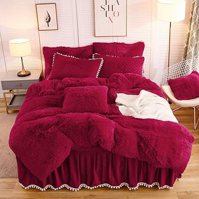 LIFEREVO Luxury Plush Shaggy Duvet Cover Set with Faux Fur, Twin