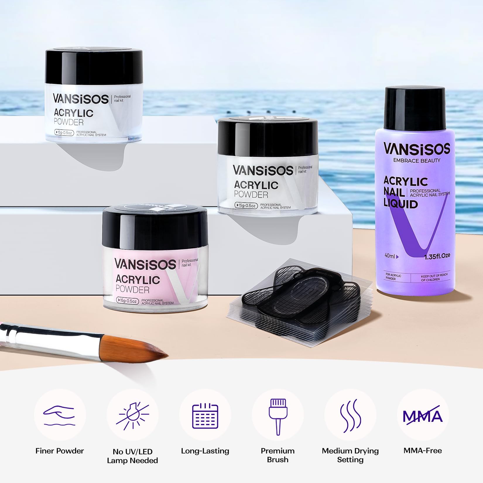 Acrylic Nail Kit for Beginners: Clear White Pink Acrylic Powder and Liquid Set Professional Nails Kit Acrylic Set with Acrylic Nail Brushes for Home DIY - Image 4