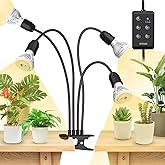SANSI LED Grow Lights for Indoor Plants, Lifetime Free Bulb Replacement, 600W Full Spectrum 4-Gooseneck Clip Plant Grow Light