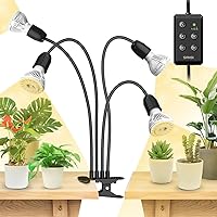 SANSI LED Grow Lights for Indoor Plants, Lifetime Free Bulb Replacement, 600W Full Spectrum 4-Gooseneck Clip Plant Grow Light