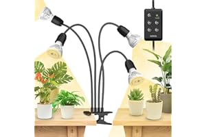 SANSI LED Grow Lights for Indoor Plants, Lifetime Free Bulb Replacement, 600W Full Spectrum 4-Gooseneck Clip Plant Grow Light