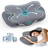 JINXIA Cervical Neck Pillow, Memory Foam Pillow with Soft Silk Case for Neck and Shoulder, Ergonomic Orthopedic Neck Support Pillow, Back Side Sleeper Pillow for Sleeping, Gray