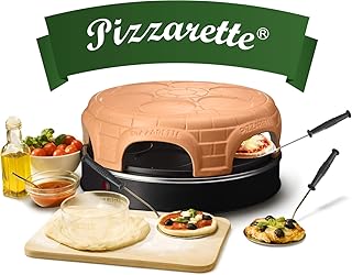 Emerio Pizzaofen, PIZZARETTE das Original, handgemachte Terracotta Tonhaube, patentiertes Design, für Mini-Pizza, echter Familien-Spaß für 6 Personen, PO-115848.1, Tonkuppel