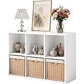NewBeth Wooden 6 Cube Storage Organizer with Closed Back Panel,White Cube Shelf Cubby Storage Organizers with Compartments for Living,Bookshelf,Organizers Easy to Install (White, 6 Cube)