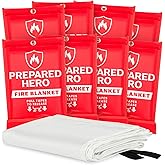 Prepared Hero Emergency Fire Blanket - 8 Pack - Fire Suppression for Kitchen, 40” x 40” Fiberglass Fire Blanket for Home