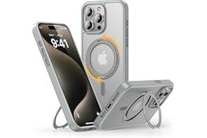andobil for iPhone 15 Pro Max Case [360° Ring Stand] [Compatible with Magsafe] Military Drop Protection Slim Magnetic iPhone 15 Promax Slim Thin Phone Case for Men Women - Natural Titanium, 6.7 Inches