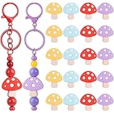 Framendino, 20 Pack Mushroom Silicone Focal Beads for Pens Cute Loose Spacer Bead Charm Flat Shaped Keychain Pen Bracelets Necklaces Crafts Making