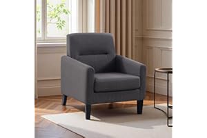 BRAGE LIVING Accent Chair, Mid Century Modern Living Room Chairs Comfy Reading Chair with Upholstered Cushion Relax Armchair for Bedroom Apartment,Office, Dark Grey