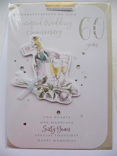 Splendido Biglietto Di Auguri Per Il 60 Anniversario Di Matrimonio Con Diamanti Amazon It Casa E Cucina