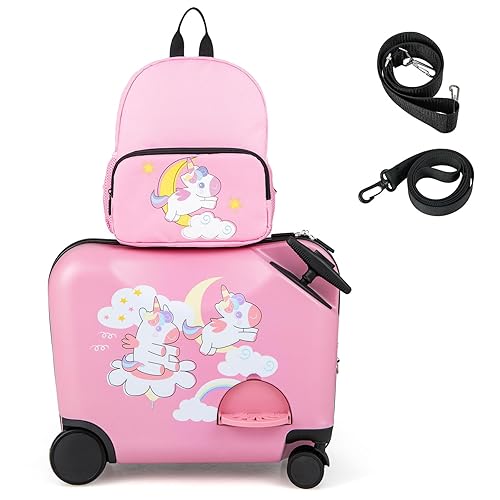 HONEY JOY 2-Piece Kids Luggage Set - 18" Carry-On Suitcase & Backpack For Children 3-7 Years