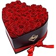 GLAMOUR BOUTIQUE 50 Flower Forever Heart Shape Box - Preserved Roses Gift for Her, Preserved Flowers for Mothers Day, Red