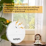 Noopel Window Alarm 5 Pack 125dB Glass Break Sensor Vibration Detect Adjustable view 2