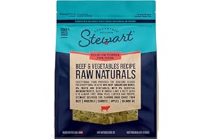 Stewart Raw Naturals Freeze Dried Raw Dog Food or Meal Topper, Beef & Vegetables Recipe, 8 Ounce Bag, Complete and Balanced Nutrition