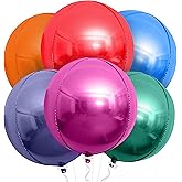 KatchOn, Multicolor 4D Foil Balloons, 22 Inch – Pack of 6 | Round Foil Balloons for Christmas Decorations, Wedding, Birthday Party, Baby Shower Decorations, Winter Party, New Year Décor