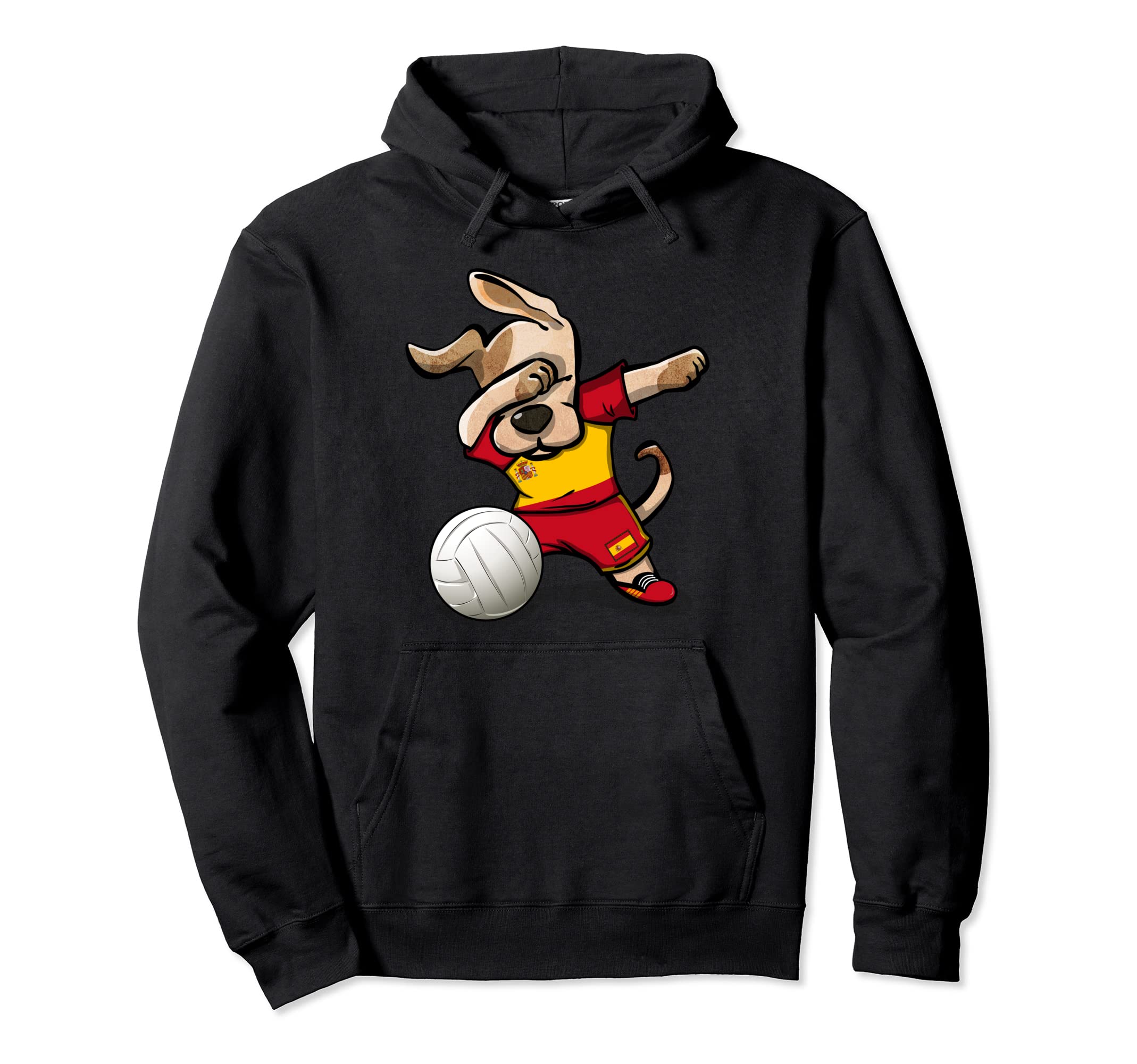 Dabbing Dog Spain Volleyball Fans Jersey Spanish Flag Sports Pullover Hoodie