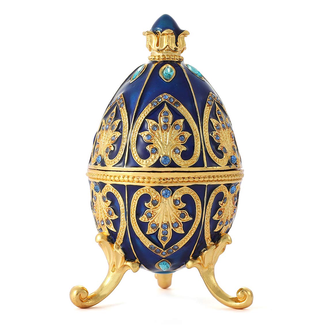 QIFU Hand Painted Blue Easter Egg Decorative Enamel Trinket Box Unique Gift for Family(QF4977)