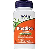 NOW Rhodiola Rhodiola Rosea 500mg, 60 Capsules (Pack of 2)