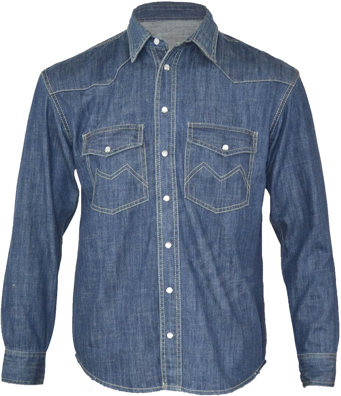 New Mens Classic Denim Shirt Long Sleeve Work Heavy (S, Bleach) Amazon