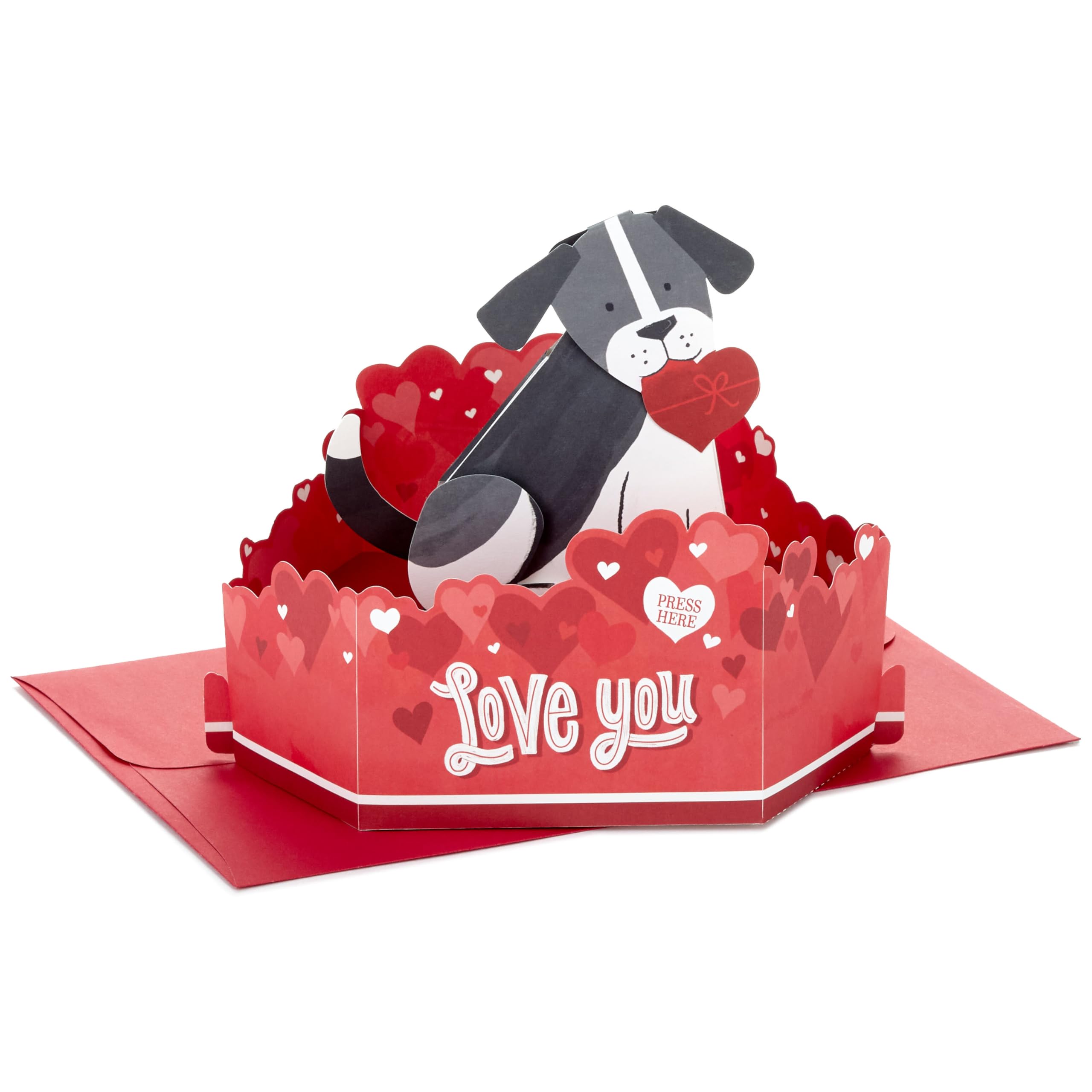 Hallmark Paper Wonder Pop Up Anniversary Card with Sound and Motion (Dog) for Romantic Birthday, Mother's Day, Father's Day, Love, Valentine's Day