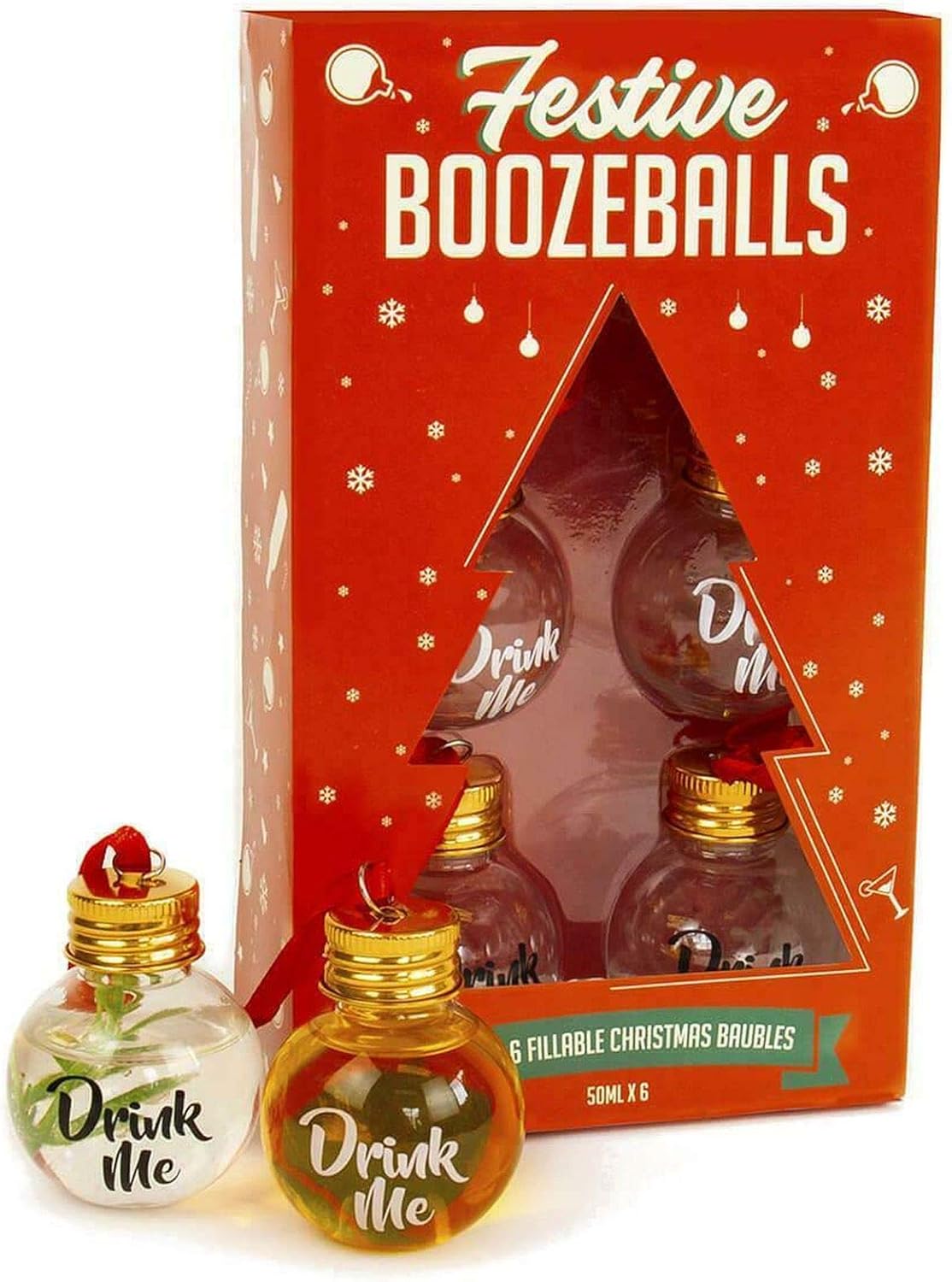EBargaine 6 x Christmas Boozy Ball Baubles Empty 50ml Tree Ornaments