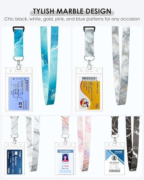 AVORAST 5 PACK CRUISE LANYARD FOR SHIP CARDS WITH MARBLE PATTERN CUTE CRUISE SHIP LANYARDS WITH WATERPROOF ID BADGE HOLDERS FOR KEYS, CARDS CRUISE ESSENTIALS FOR ALL CRUISE SHIPS 2026, BLUE