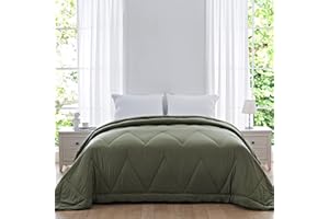 NexHome Olive Green Comforter Duvet Insert - Quilted Comforters Queen Size, All Season Duvet, Down Alternative Bedding Comforter with Corner Tabs (Olive Green,Queen 88"x88")