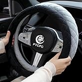 PTCPO Soft Car Steering Wheel Cover for Sedan, SUV, Warm Luxury Velvet, Odorless, Universal, Anti Slip, Summer Winter, Black, Standard Size[14" 1/2-15"](37-38cm)