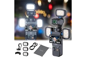 JJC 3Pcs Magnetic Auxiliary Light for DJI Osmo Pocket 3 Creator Combo, Rechargeable Mini LED Fill Light with Mount & Storage Bag, 3 Color Mode/Brightness Adjustable for Pocket3 Selfie Vlog Recording