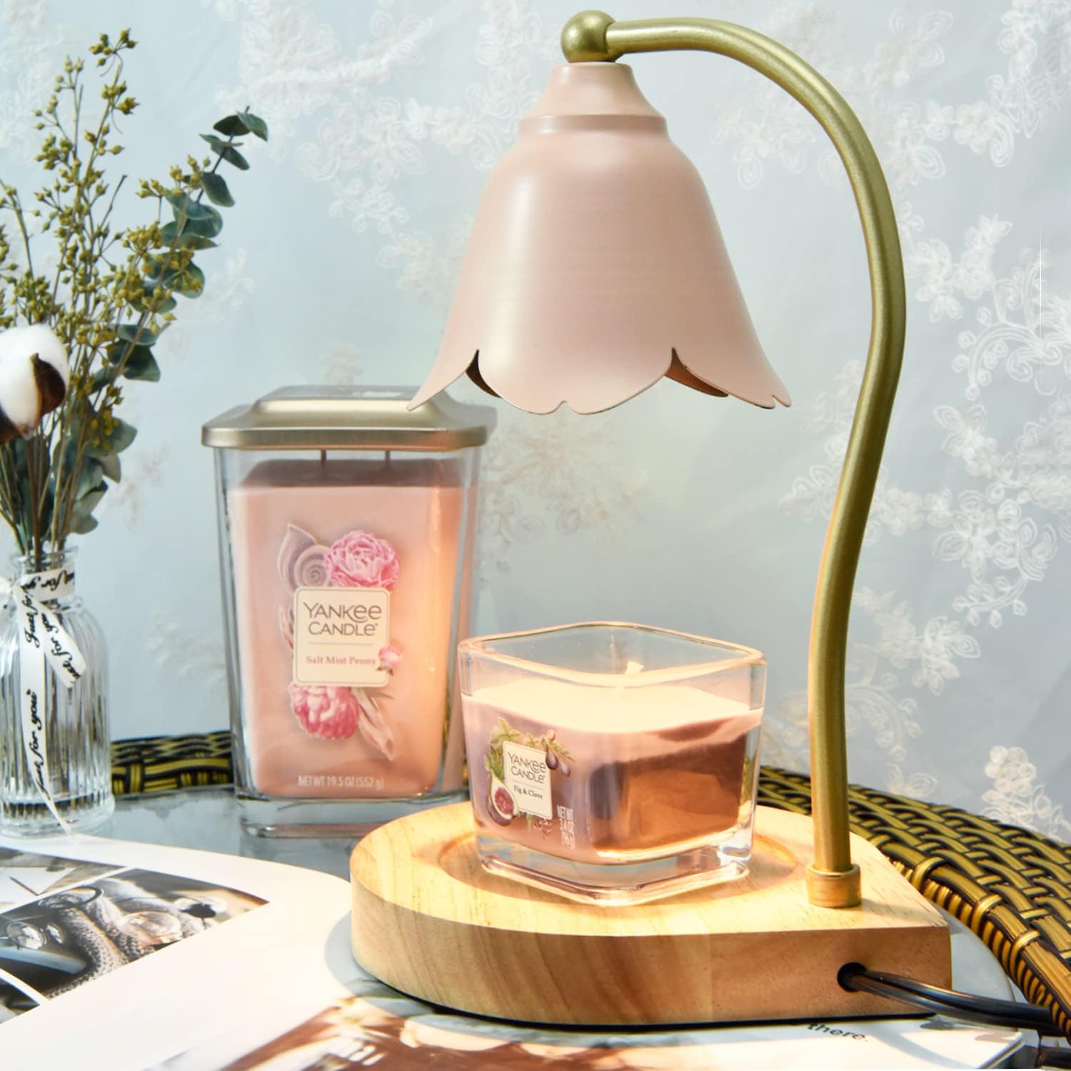 Candles & Holders - PPZHAVG Candle Warmer Lamp - Candle Warmer Compatible with Large Jar with 2 Bulbs Candle Warmer Lamps Yankee Candle Jars, Round Pink