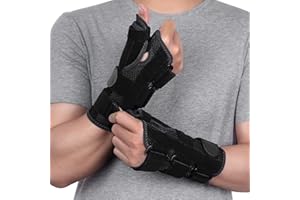 TISMOD Thumb Spica Splint Right Hand,Wrist Brace with Thumb Support for De Quervain's Tenosynovitis，Tendonitis,Thumb and Wrist Brace Carpal Tunnel Women/Men, One Size-Black-Right