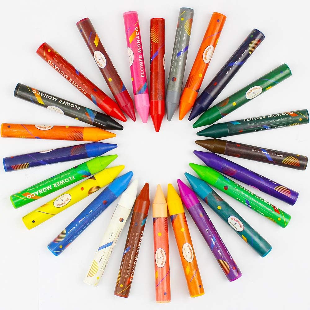 Toddler Crayons, 24 Colors Non Toxic Crayons for Kids Ages 2-4, Easy to Hold Jumbo Crayons for Kids, Safe for Babies and Children Flower Monaco: Toys & Games