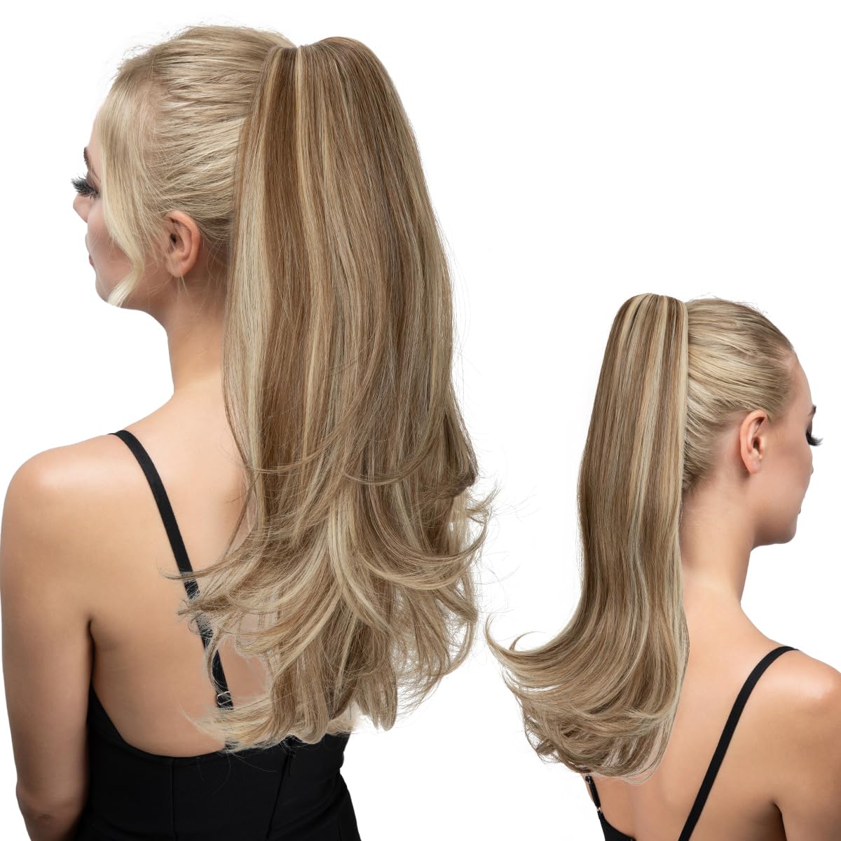 Photo 1 of YOUNGWAYS Clip in Ponytail Extension 18 Inch Pony Tails Hair Extensions for Women Long Straight Curly Tail Ponytail Hair piece Synthetic Fake Versatile Pony (Bahama Beige)