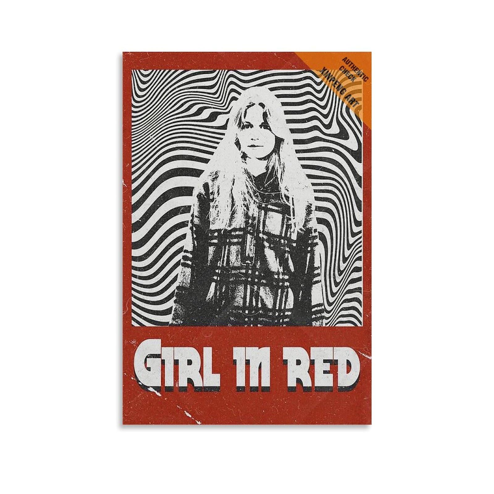 MHAIO Girl In Red Room Decoration Aesthetic Vintage Posters Poster Decorative Painting Canvas Wall Posters And Art Picture Print Modern Family Bedroom Decor Posters 12x18inch(30x45cm)