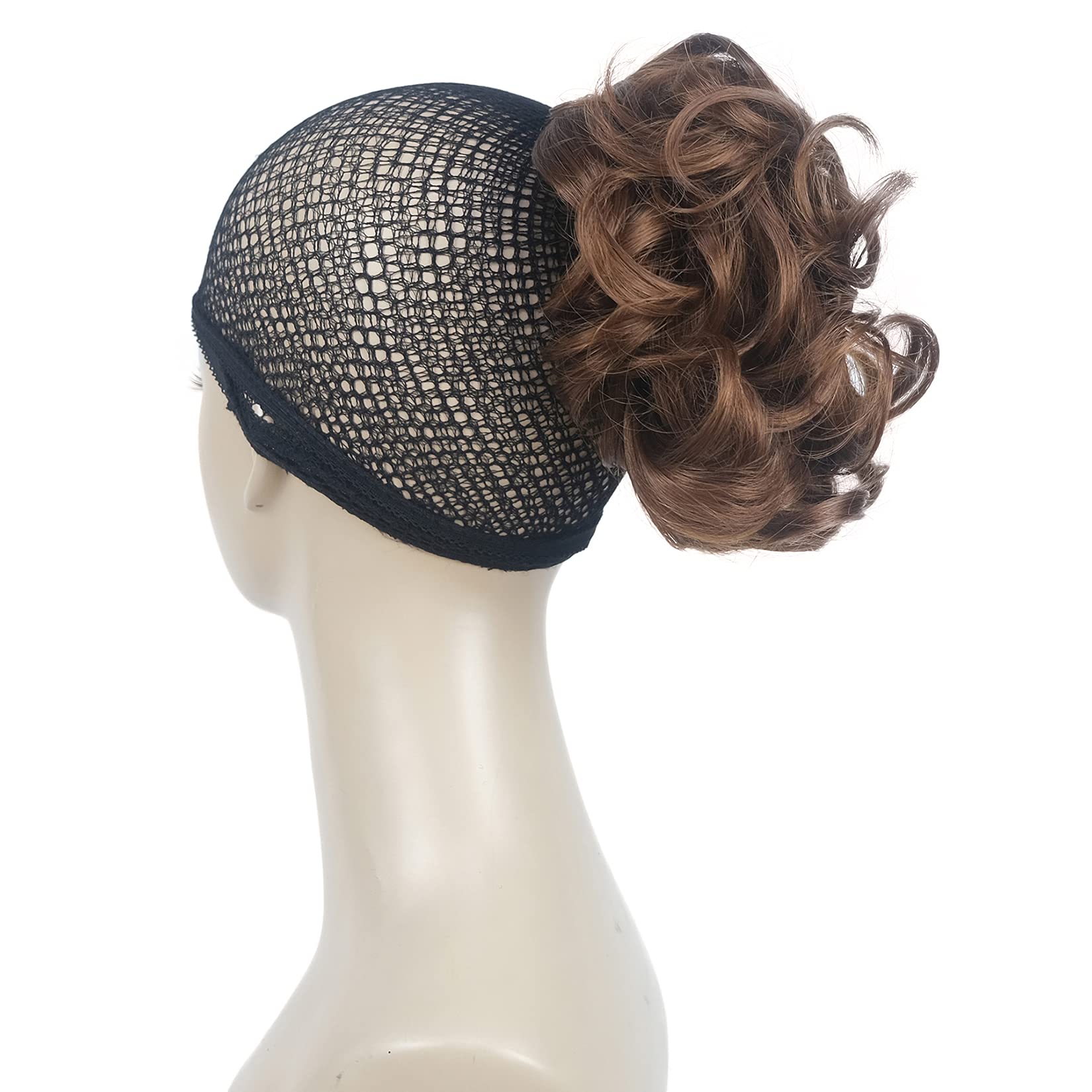 Lydell Short Ponytail Hair Extensions Wavy Curly Synthetic Hairpiece with Jaw Claw (30 Light Auburn)