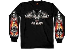 Hot Leathers Black Lone Wolf No Club Biker Long Sleeve Double Sided T-Shirt