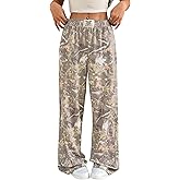 ZAFUL Women's Camo Sweatpants Y2K Elastic High Waisted Wide Leg Casual Straight Cargo Pants Joggers with Patch Detail