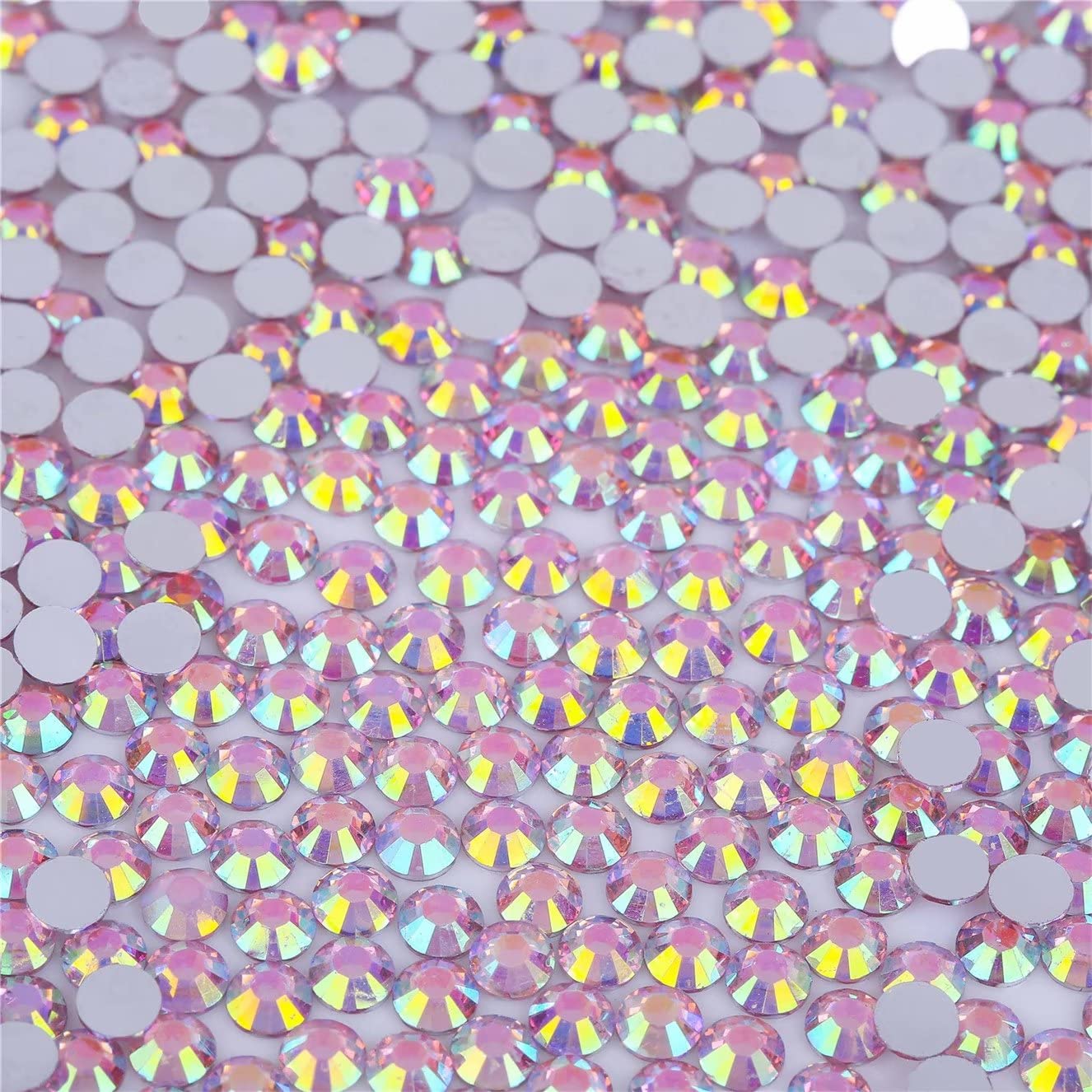 Photo 1 of 1000 Pieces SS20 5mm Flatback AB Rhinestones Clear Glass Round Gems Crystals for Nail Art DIY Crafts Clothes Shoes Bags ?Light Pink?