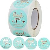 NSWDYLO Thank You Stickers, 500pcs Customized Round Labels with 4 Designs, Blue & Gold Foil, Business Gift Packaging Decoration, 1.5" Diameter