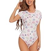 Somniumnight Adult Onesie Pjs for Women: Cute Lounge Bodysuit & Romper with Snap Crotch - Soft & kawaii Pajamas Short Sleeves