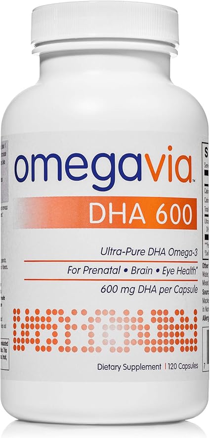 Amazon Com Omegavia Dha 600 Mg Omega 3 Fish Oil 120 Capsules Ultra Pure Dha Burpless Triglyceride Form Purified To Reduce Mercury Ideal Dha Omega Nutrient For Prenatal Pregnant And Nursing Women Health Personal