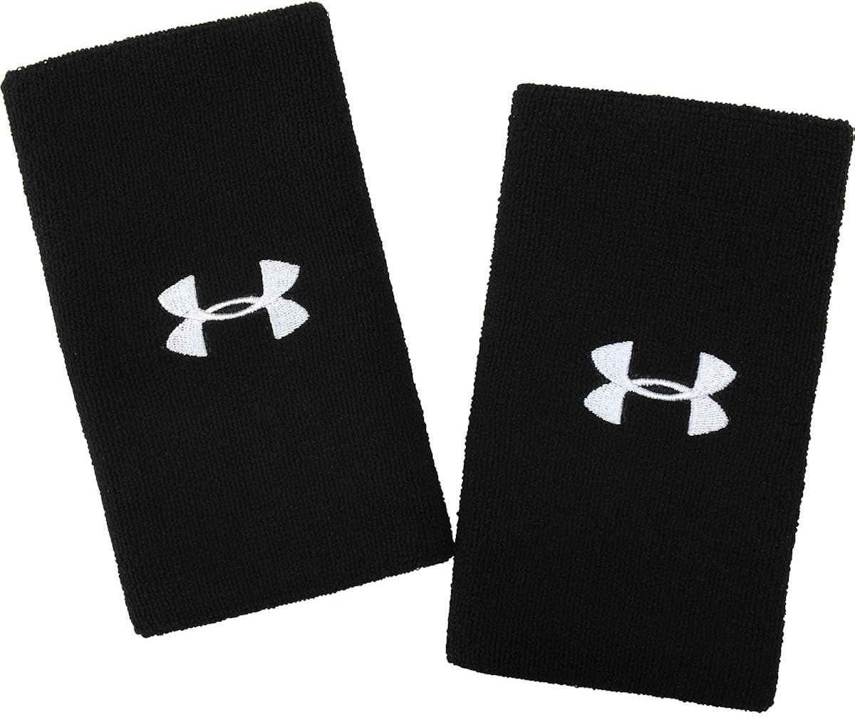 Under Armour Adult 6-inch Performance Wristband 2-Pack , Black (001)/White , One Size Fits All: Clothing