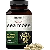 NatureBell 3-in-1 Sea Moss - 240 Vegetarian Capsules - Sea Moss Complex with Organic Bladderwrack & Organic Burdock Root - Healthy Digestion, Vitality & Immune Support*