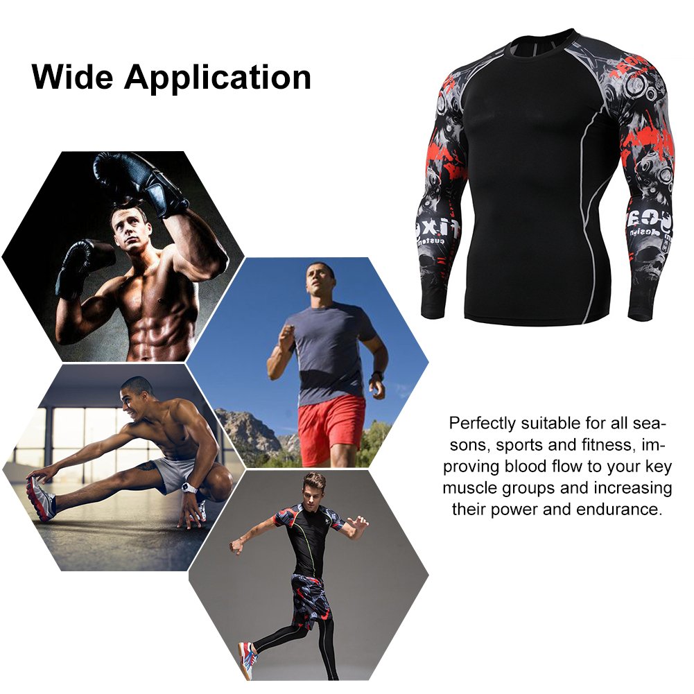 Fitibest Camiseta de Compresiòn Hombre Manga Larga para Running,Fitness