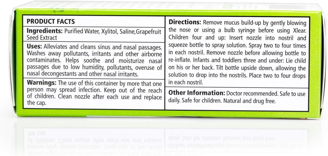 XLEAR Kid's Natural Saline Nasal Spray with Xylitol, 0.75 fl oz (2 Pack): Health & Personal Care