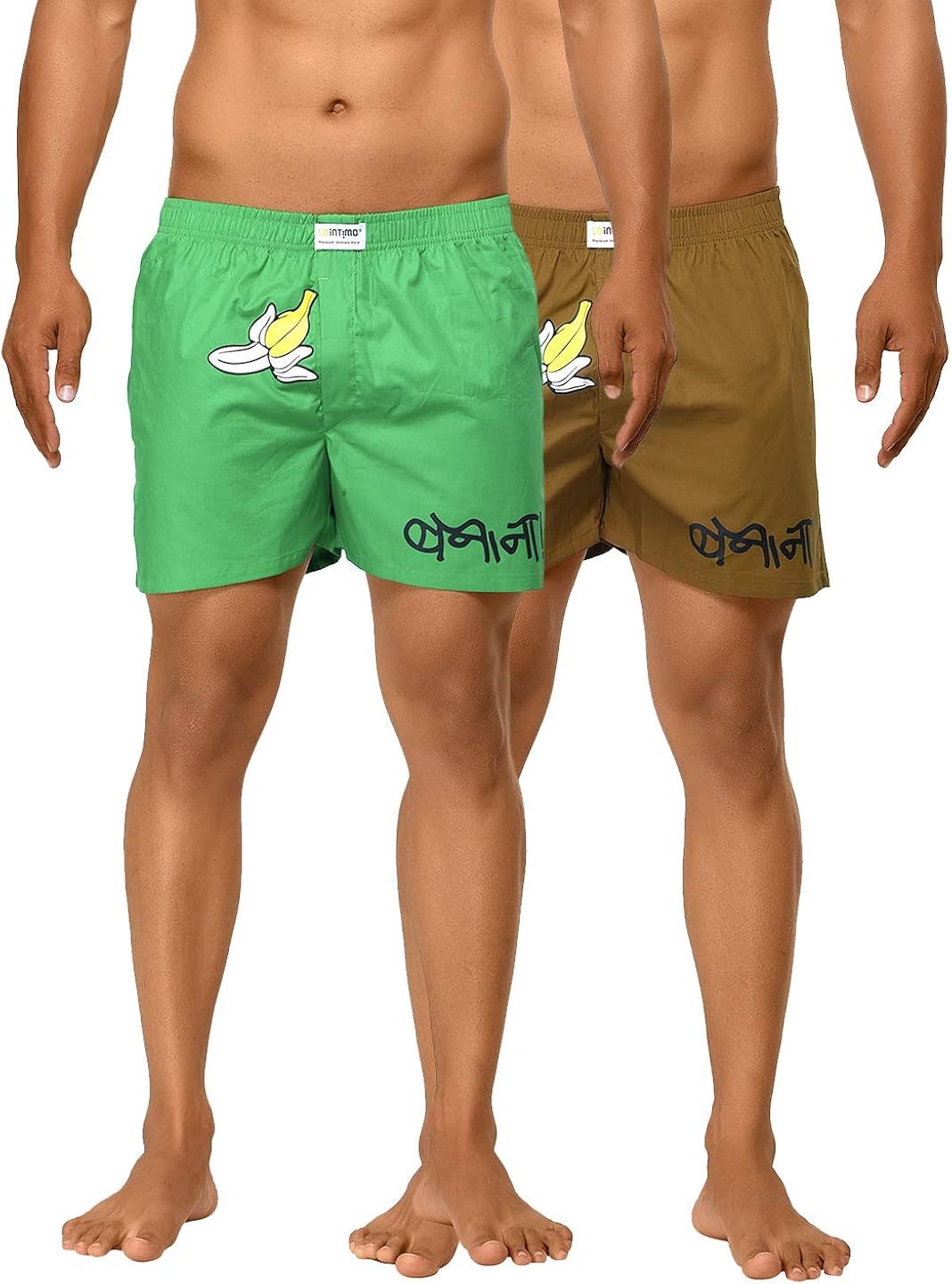 Buy La Intimo Banana Swag Men Boxer (Pack of 2) Dark Brown, Green at Amazon.in