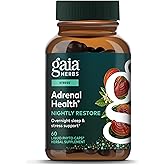 Gaia Herbs Adrenal Health Nightly Restore - Herbal Supplement with Ashwagandha, Magnolia Bark, Cordyceps, Lemon Balm & More* - 60 Vegan Liquid Phyto-Caps (30 Servings)