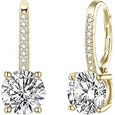 EVER FAITH 925 Sterling Silver Round Cut CZ Prong Setting Gorgeous Bridal Prom Leverback Dangle Earrings