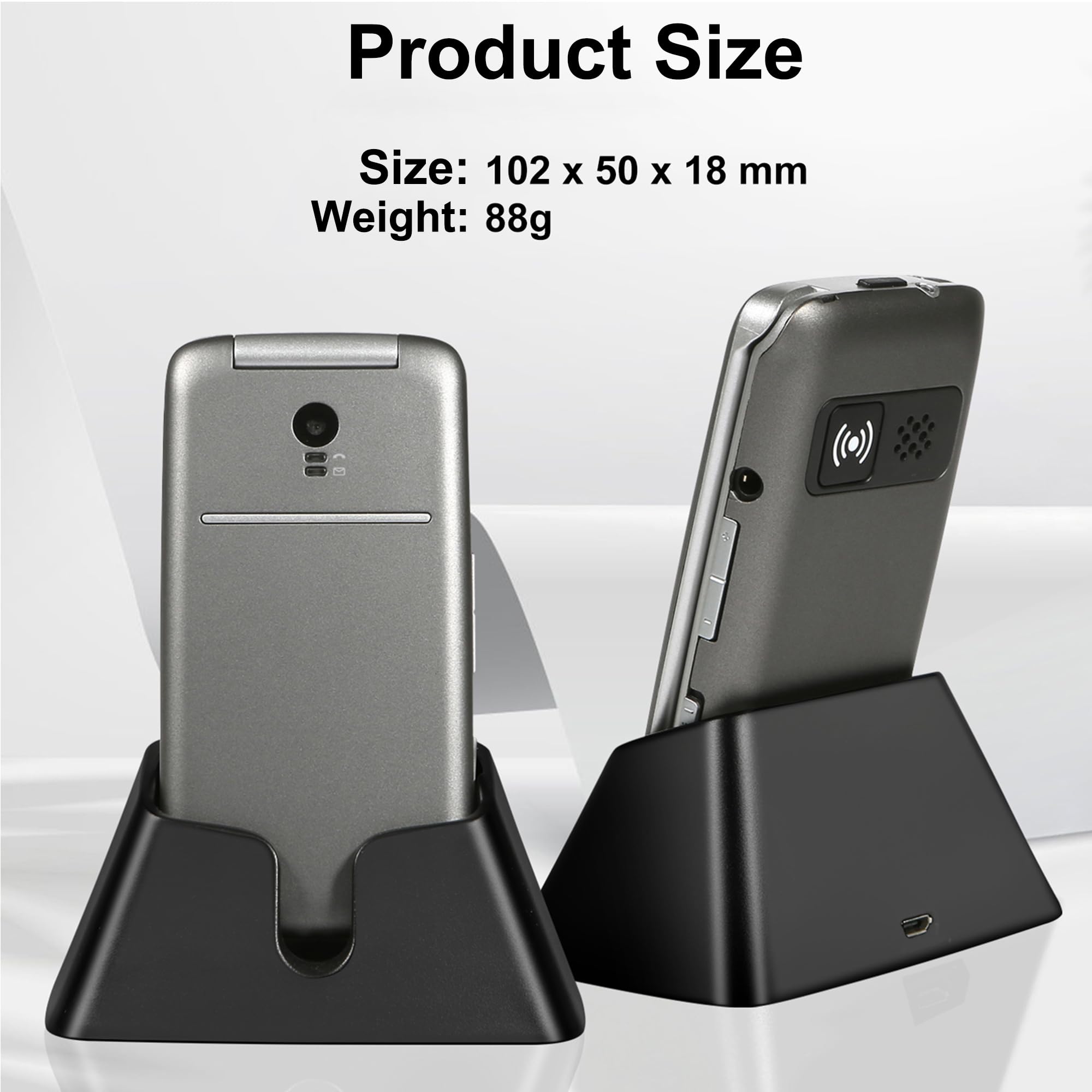 G3 Flip Cell Phone for Seniors,Speed Dial,SOS Button,Photo Contact,Talking Numbers (Argent)