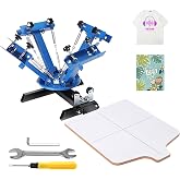 VEVOR Screen Printing Machine, 4 Color 1 Station 360&deg; Rotable Silk Screen Printing Press, 21.2x17.7in / 54x45cm Screen Printer Press, Double-Layer Positioning Pallet for T-Shirt DIY Printing